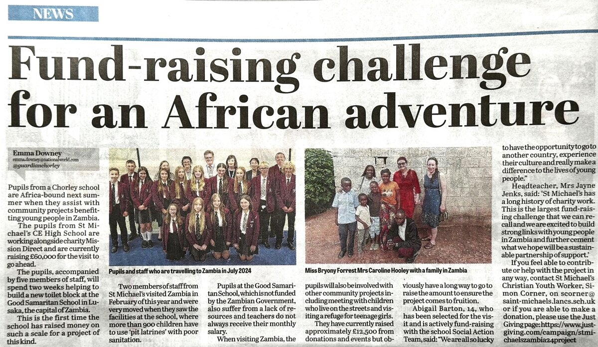 Image of St Michael's in the News! - Zambia '24
